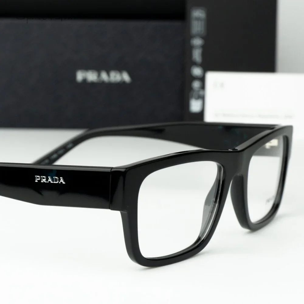 Prada Women Eyeglasses Black Demo Rectangle Unisex PR15YV 1AB1O1 BRAND NEW